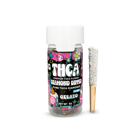 THCA DIAMOND DIPPED PRE-ROLLS • 5 FULL GRAMS • GELATO