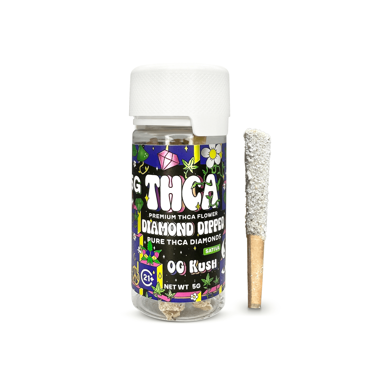 THCA DIAMOND DIPPED PRE-ROLLS • 5 FULL GRAMS • OG KUSH