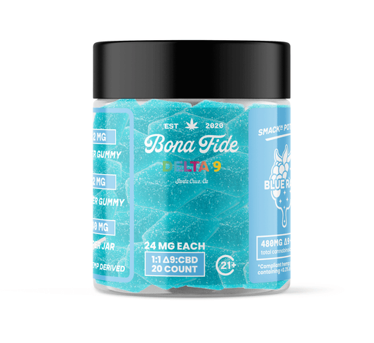 DELTA-9 • 1:1 D9:CBD VEGAN GUMMIES • BLUE RAZZ