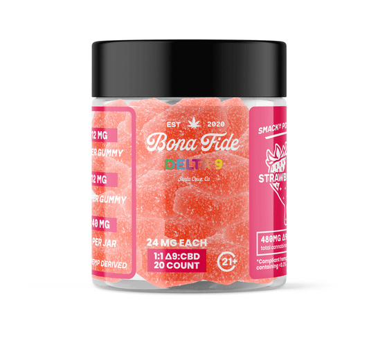 DELTA-9 • 1:1 D9:CBD VEGAN GUMMIES • STRAWBERRY